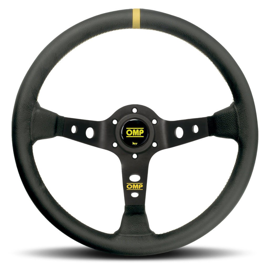 OMP Corsica Liscio Steering Wheel - Black Leather Black Spokes 350mm