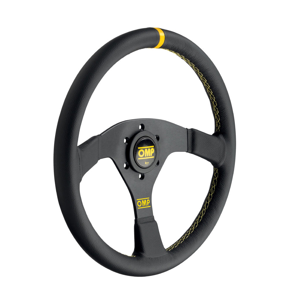 OMP Velocita 350 Steering Wheel - Black Leather Black Spokes 380mm