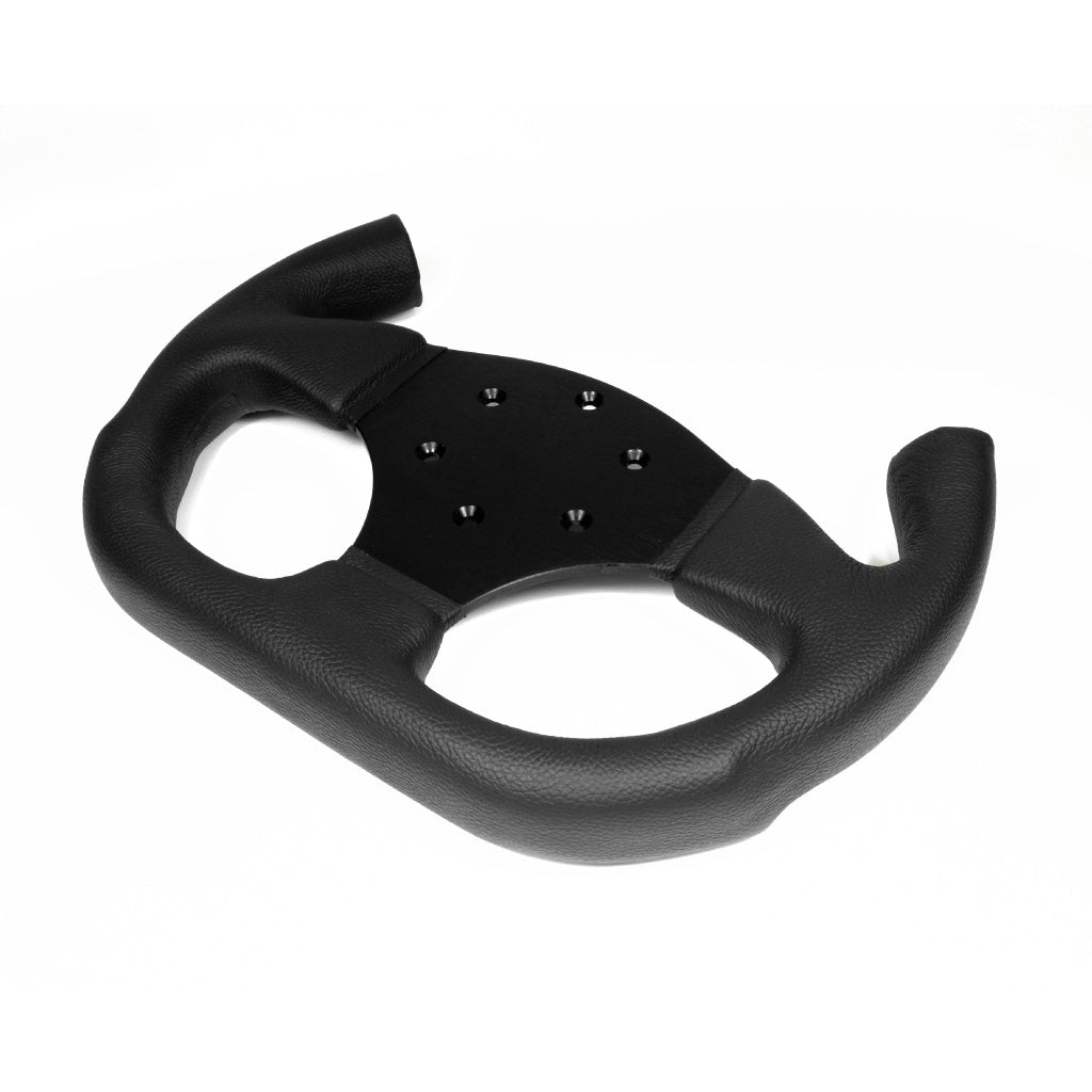 Sport Line Competition Steering Wheel - Black Leather Black Spokes Open-Top 300mm