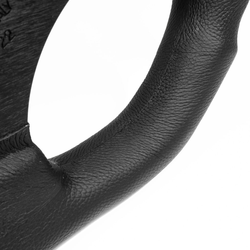 Sport Line Competition Steering Wheel - Black Leather Black Spokes Open-Top 300mm