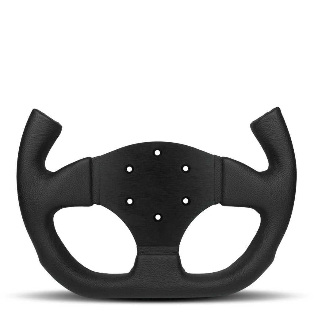 Sport Line Competition Steering Wheel - Black Leather Black Spokes Open-Top 300mm