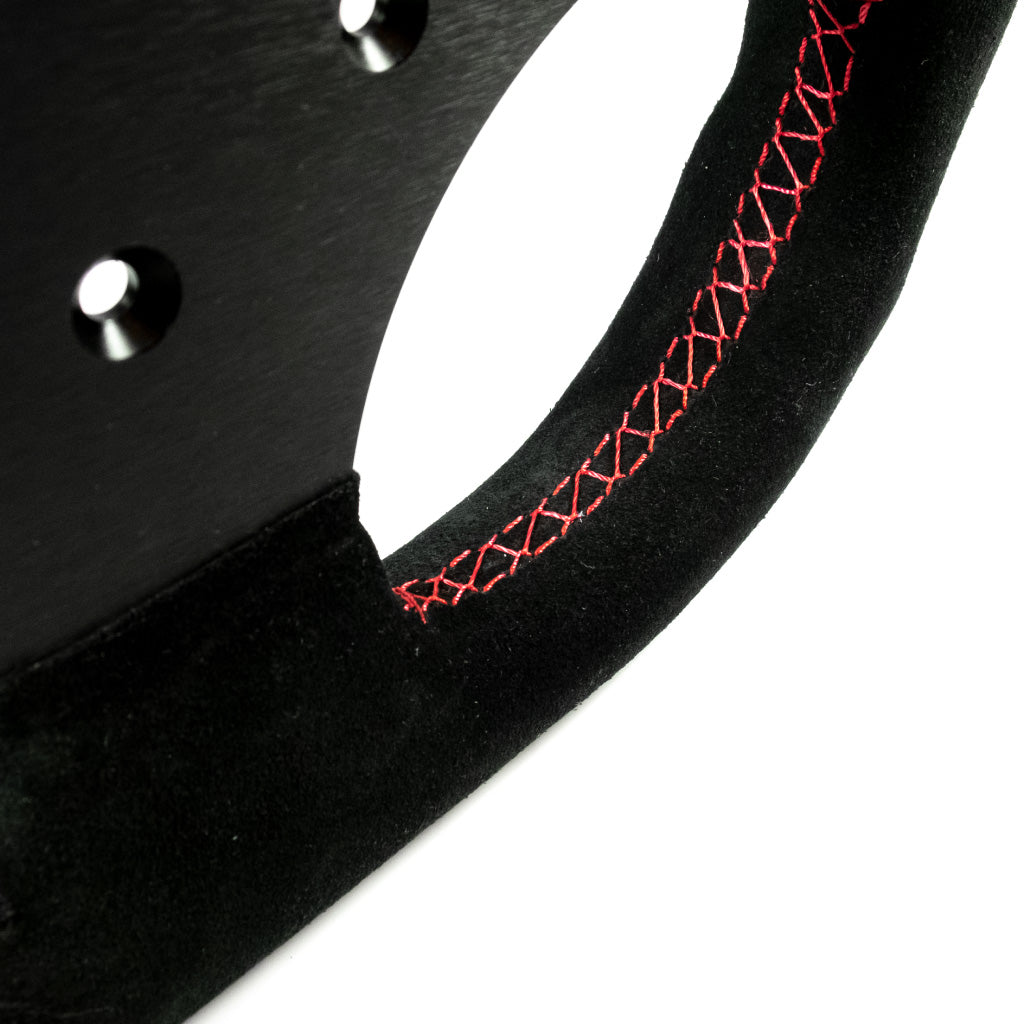 Sport Line Competition Steering Wheel - Black Suede Black Spokes 300mm