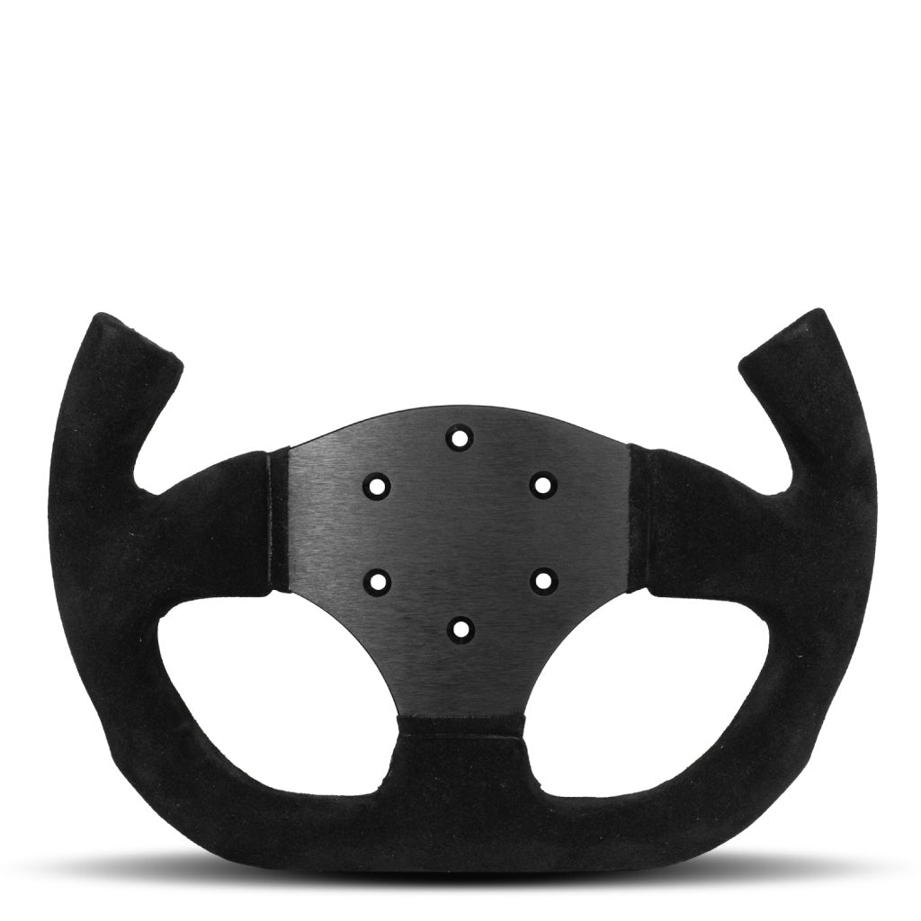 Sport Line Competition Steering Wheel - Black Suede Black Spokes Open-Top 300mm