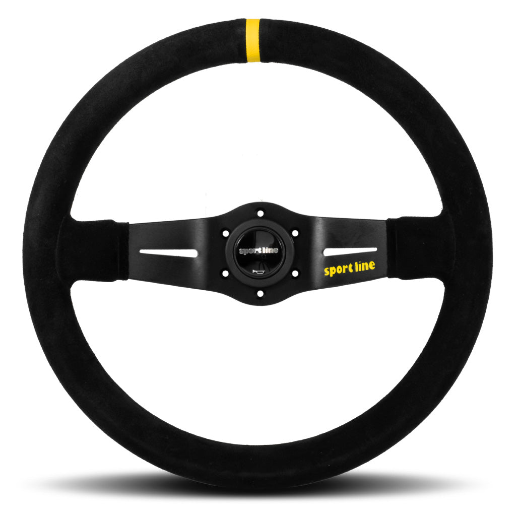 Sport Line Racing 2 Two Spoke Steering Wheel - Black Suede Black Spokes 350mm