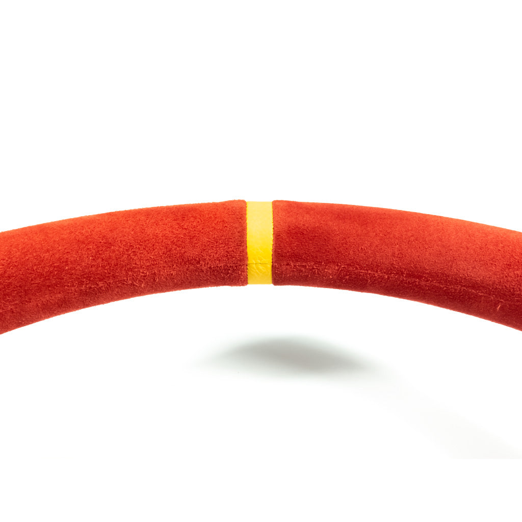 Sport Line Racing 2 Two Spoke Steering Wheel - Red Suede Black Spokes 350mm
