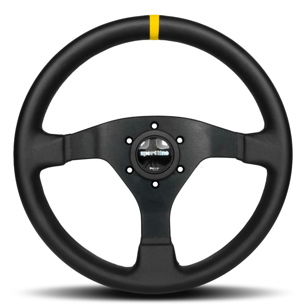 Sport Line Racing Sportivo 32T Steering Wheel - Black Leather Black Spokes 320mm