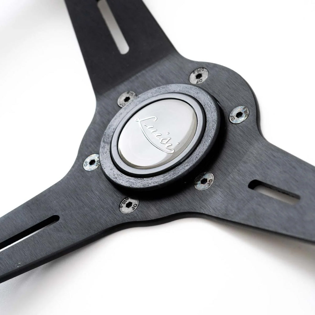 Luisi Grifon Steering Wheel Black Polyurethane Black Spokes 380mm