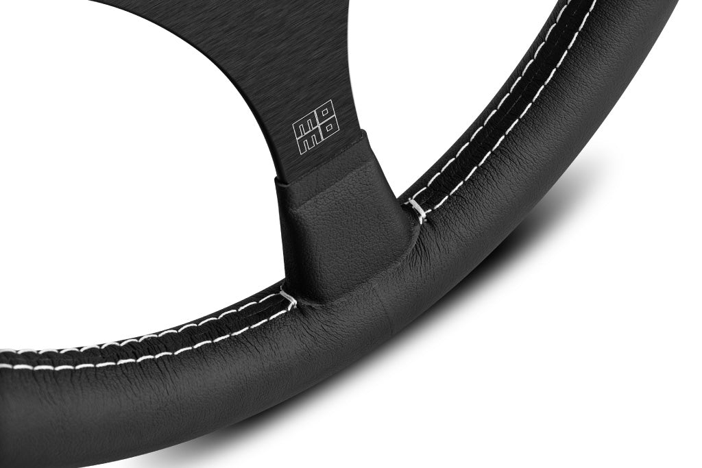 MOMO 1968 Steering Wheel - Extra Smooth Black Leather Black Spokes 350mm - Limited Edition