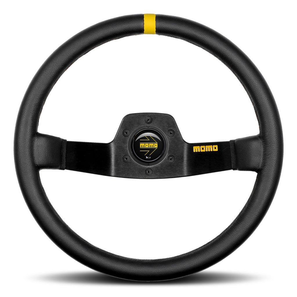 MOMO Mod. 02 Two Spoke Steering Wheel Black Leather Black Spokes 350mm