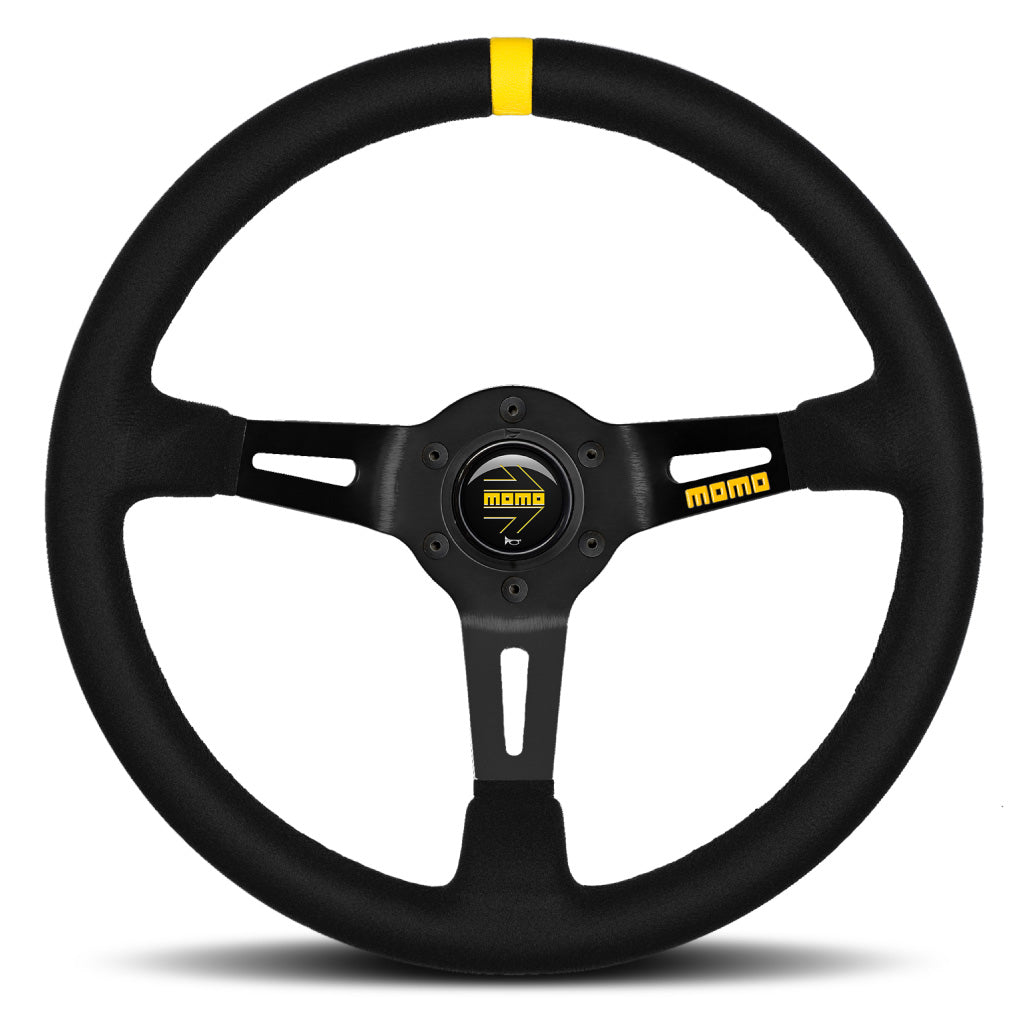 MOMO Mod. 08 Steering Wheel Black Suede Black Spokes 350mm