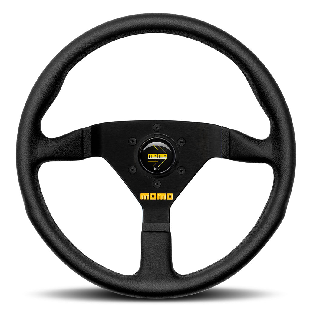 MOMO Mod. 78 Steering Wheel Black Leather Black Spokes 350mm