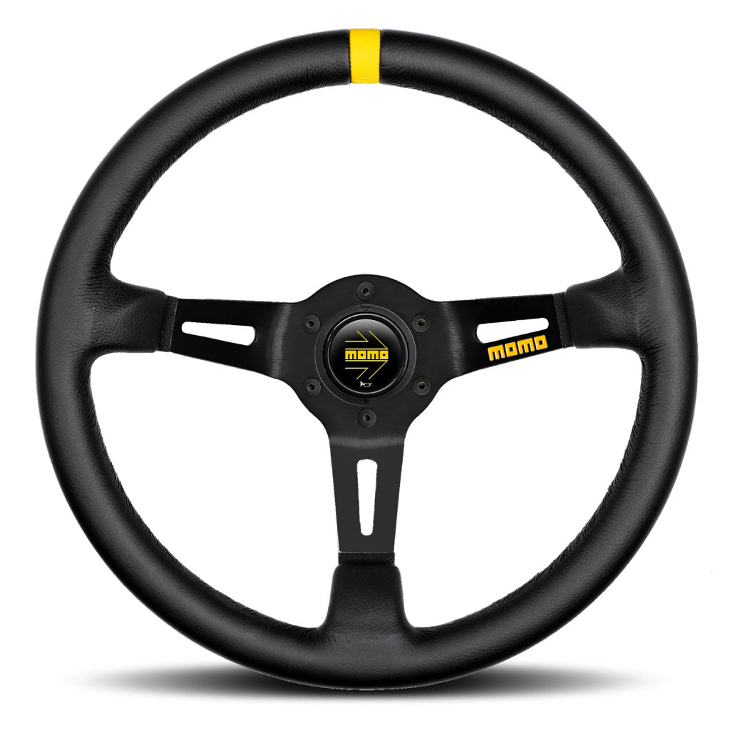 MOMO Mod. 08 Steering Wheel Black Leather Black Spokes 350mm