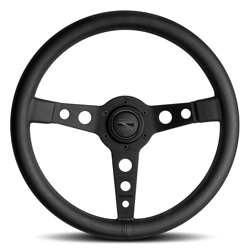 MOMO Prototipo Black Edition Steering Wheel - Black Leather Black Spokes  350mm