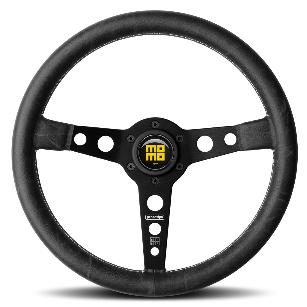 MOMO Prototipo Heritage Steering Wheel Black Leather Black Spokes 350mm