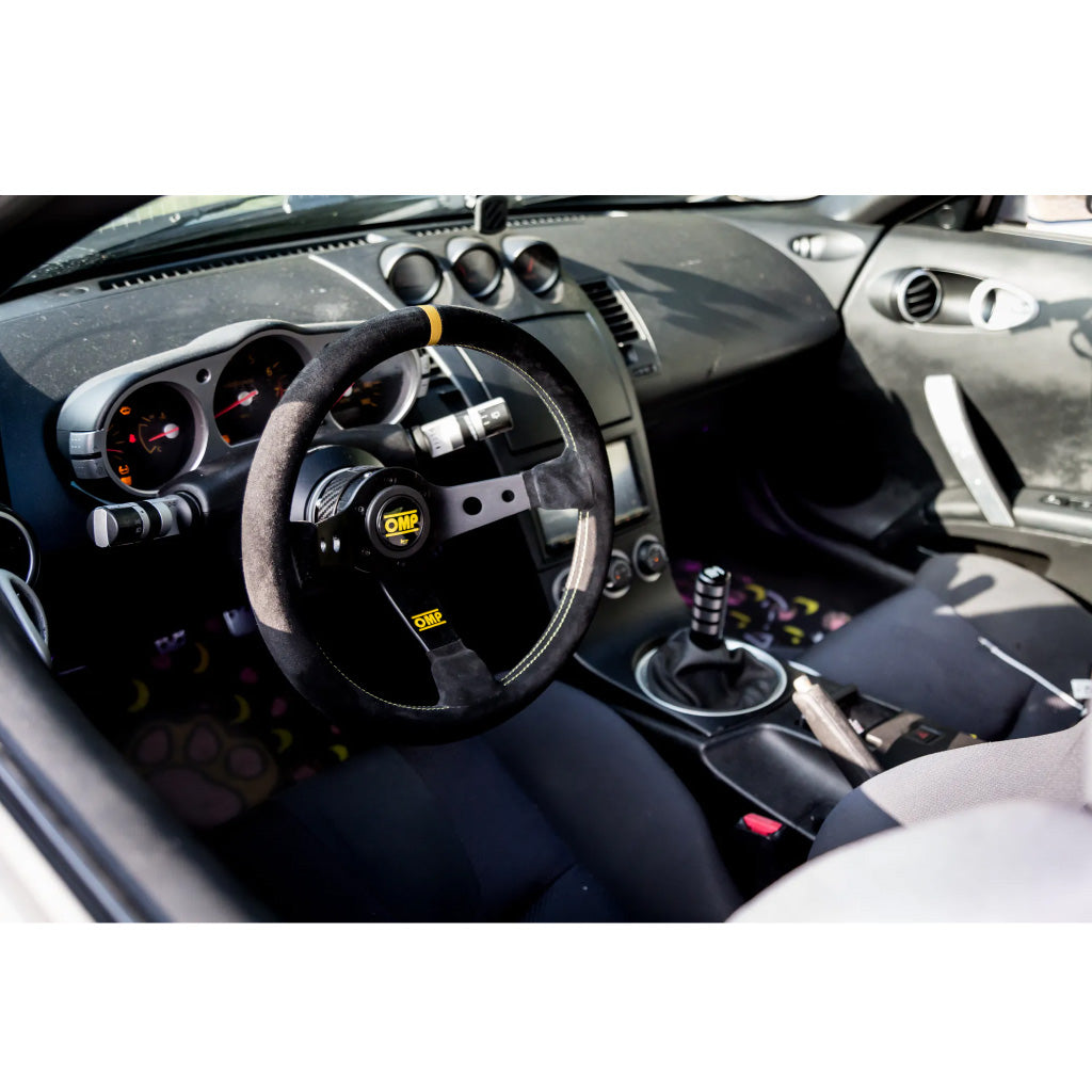 OMP Corsica 330 Steering Wheel - Black Suede Black Spokes 330mm