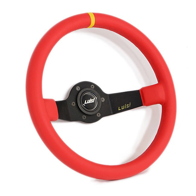 Luisi Jet Corsa Two Spoke Steering Wheel Red Leather Black Spokes 350mm