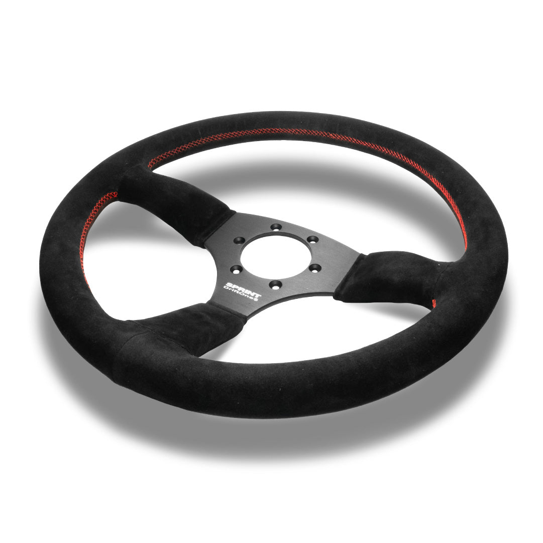 ATC Sprint DriftOne$ Steering Wheel - Black Suede Black Spokes 345mm