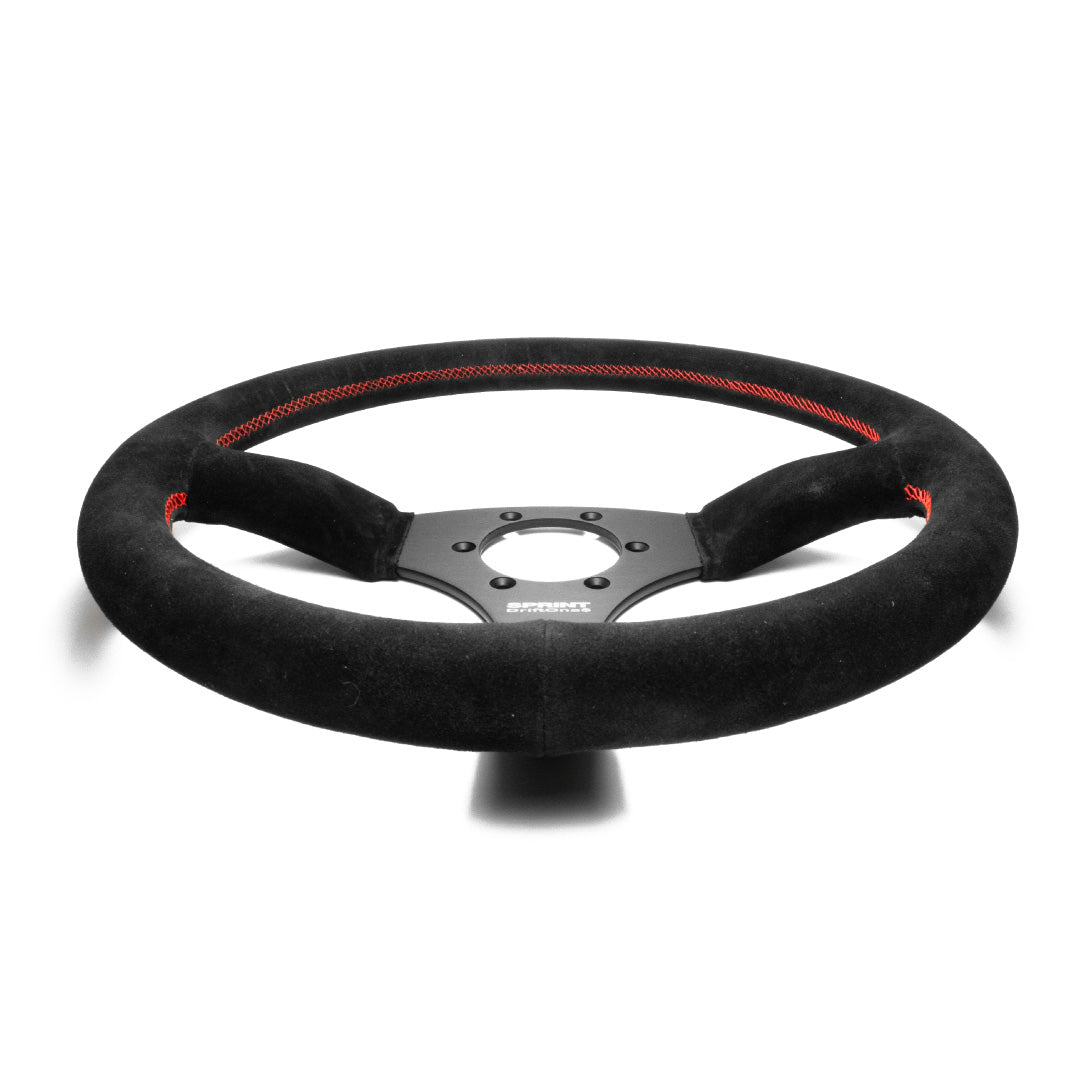 ATC Sprint DriftOne$ Steering Wheel - Black Suede Black Spokes 345mm