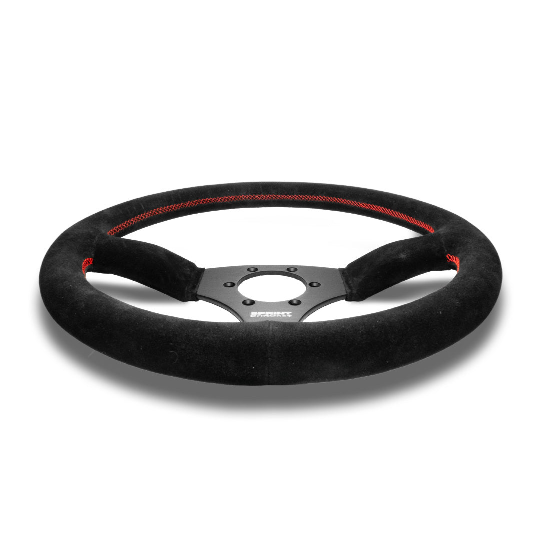 ATC Sprint DriftOne$ Steering Wheel - Black Suede Black Spokes 345mm