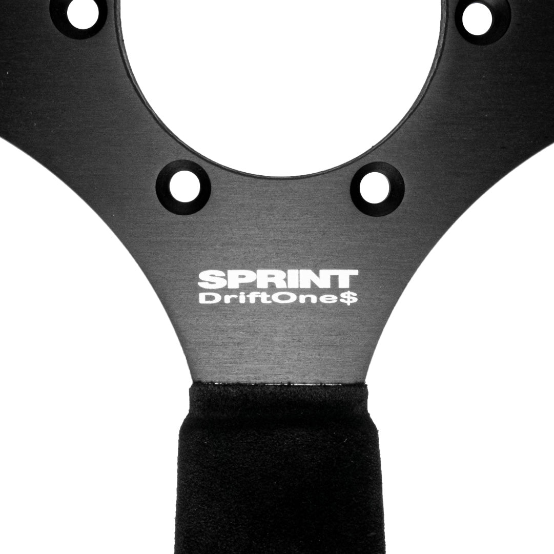 ATC Sprint DriftOne$ Steering Wheel - Black Suede Black Spokes 345mm