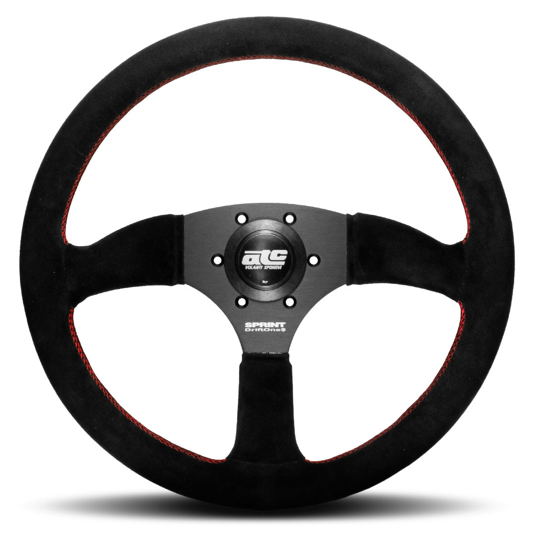 ATC Sprint DriftOne$ Steering Wheel - Black Suede Black Spokes 345mm