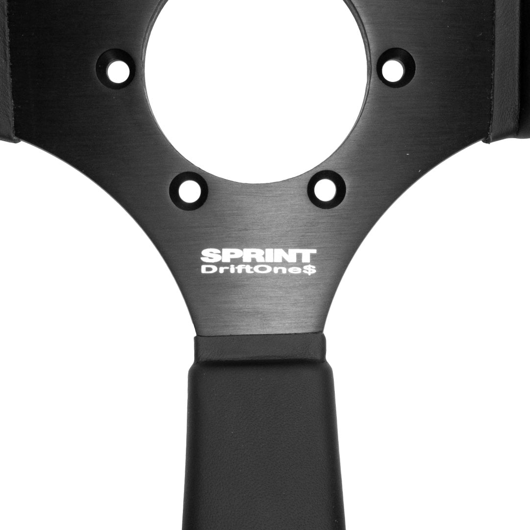 ATC Sprint DriftOne$ Steering Wheel - Black Leather Black Spokes 345mm