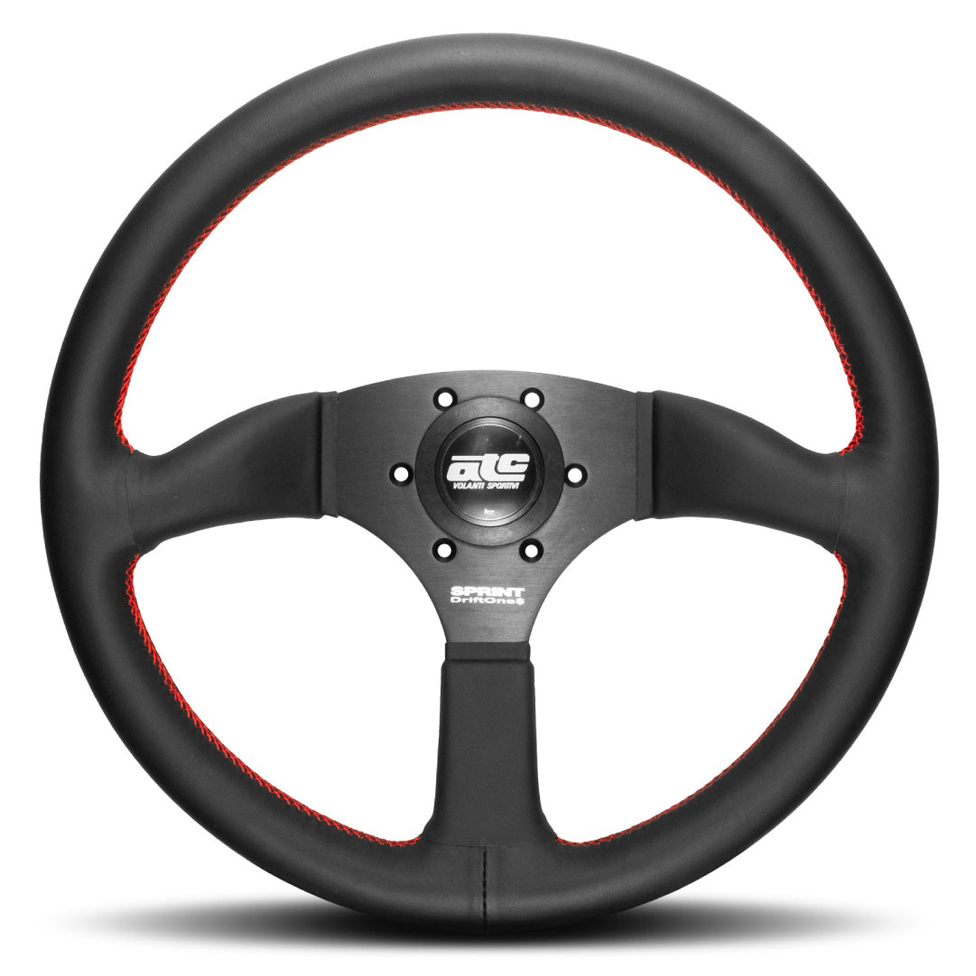 ATC Sprint DriftOne$ Steering Wheel - Black Leather Black Spokes 345mm