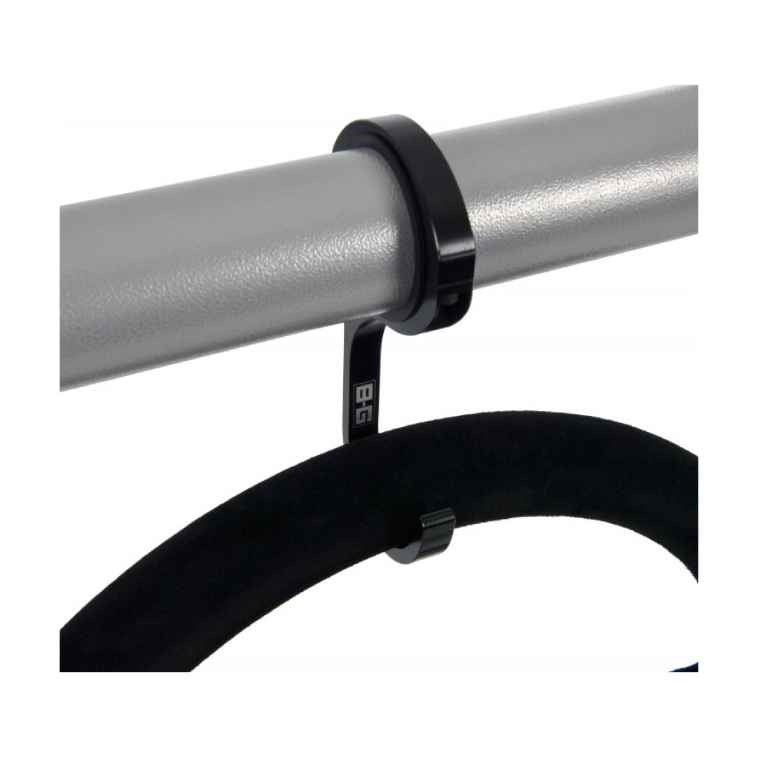 B-G Steering Wheel Helmet Headset Roll Cage Hook - Adjustable Universal - Black Aluminium