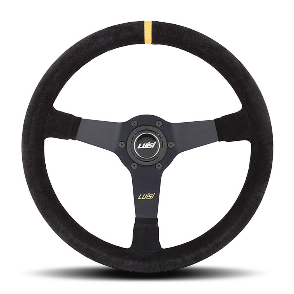 Luisi Mirage Corsa Steering Wheel - Black Shammy Leather Black Spokes 350mm