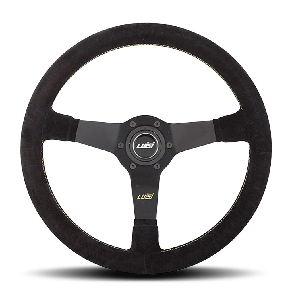 Luisi Mirage Steering Wheel - Black Shammy Leather Black Spokes 350mm