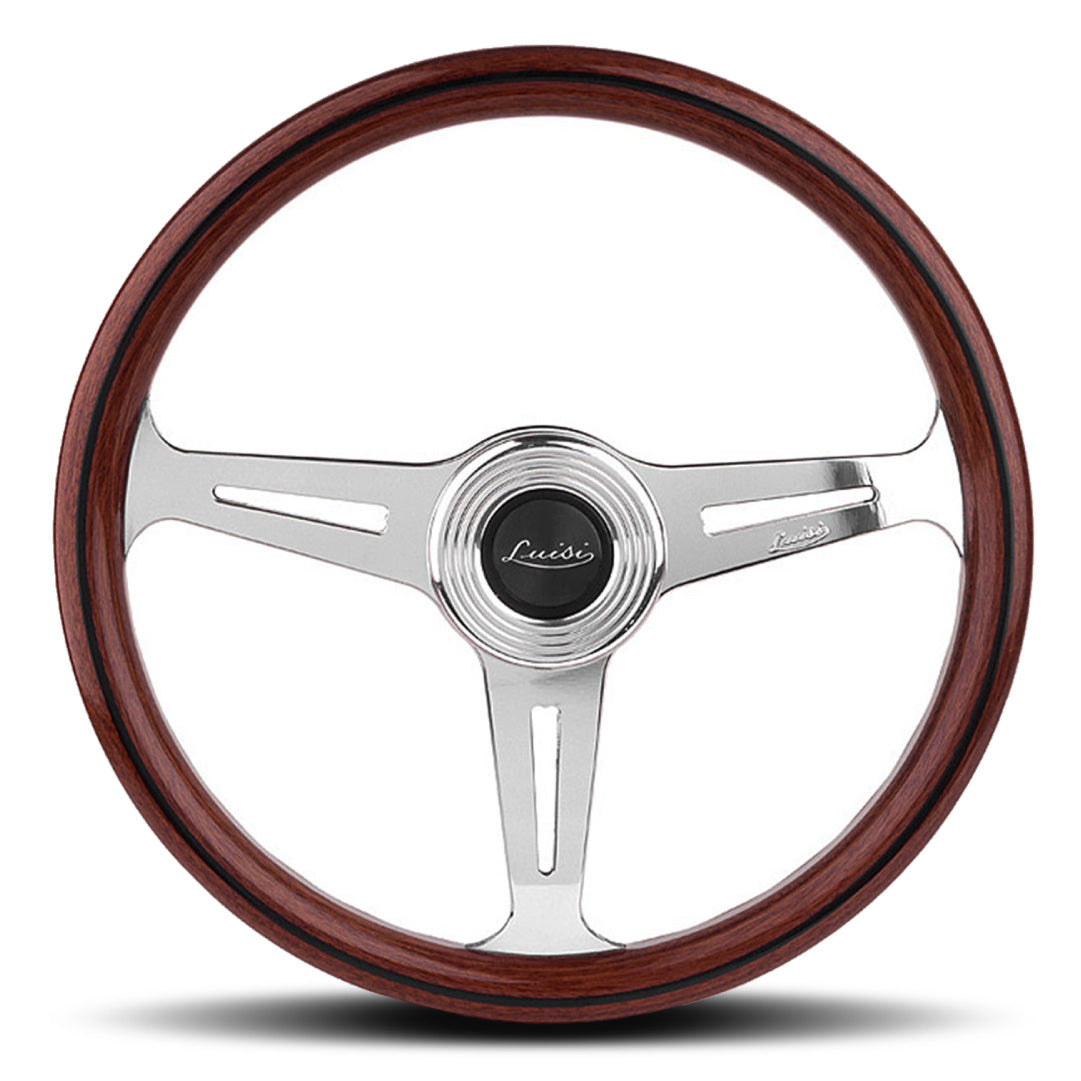 Luisi Montecarlo 390 Steering Wheel - Mahogany Wood Polished Spokes 390mm