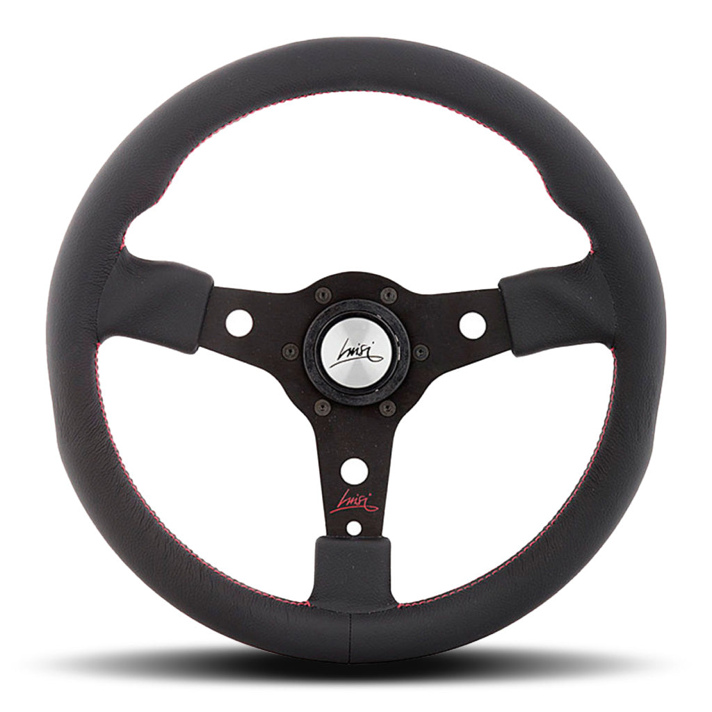 Luisi Racing Steering Wheel - Black Leather Black Spokes 350mm