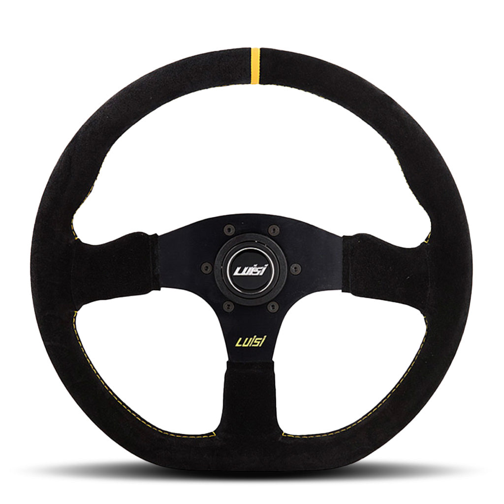 Luisi Stealth Corsa Steering Wheel - Black Shammy Leather Black Spokes 355mm