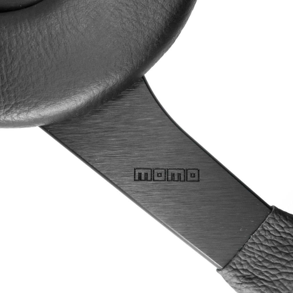 MOMO ALPINA 4 Four Spoke Steering Wheel - Black Leather Black Spokes 380mm