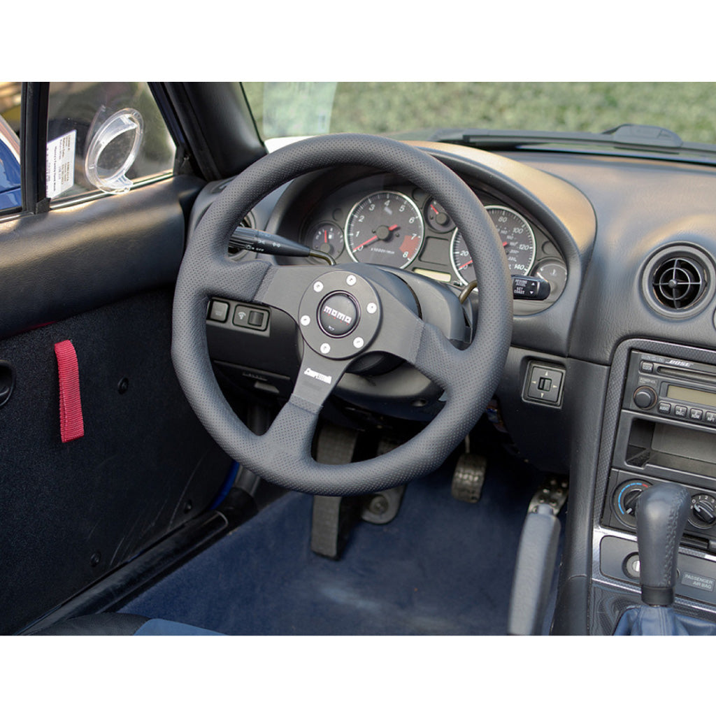 MOMO Competition Steering Wheel - Black Leather Black Spokes 350mm