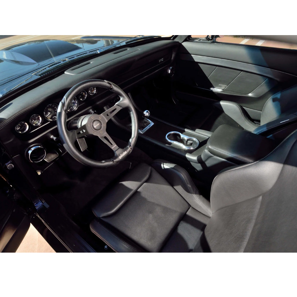 MOMO Gotham Steering Wheel - Black Leather Black Spokes 350mm