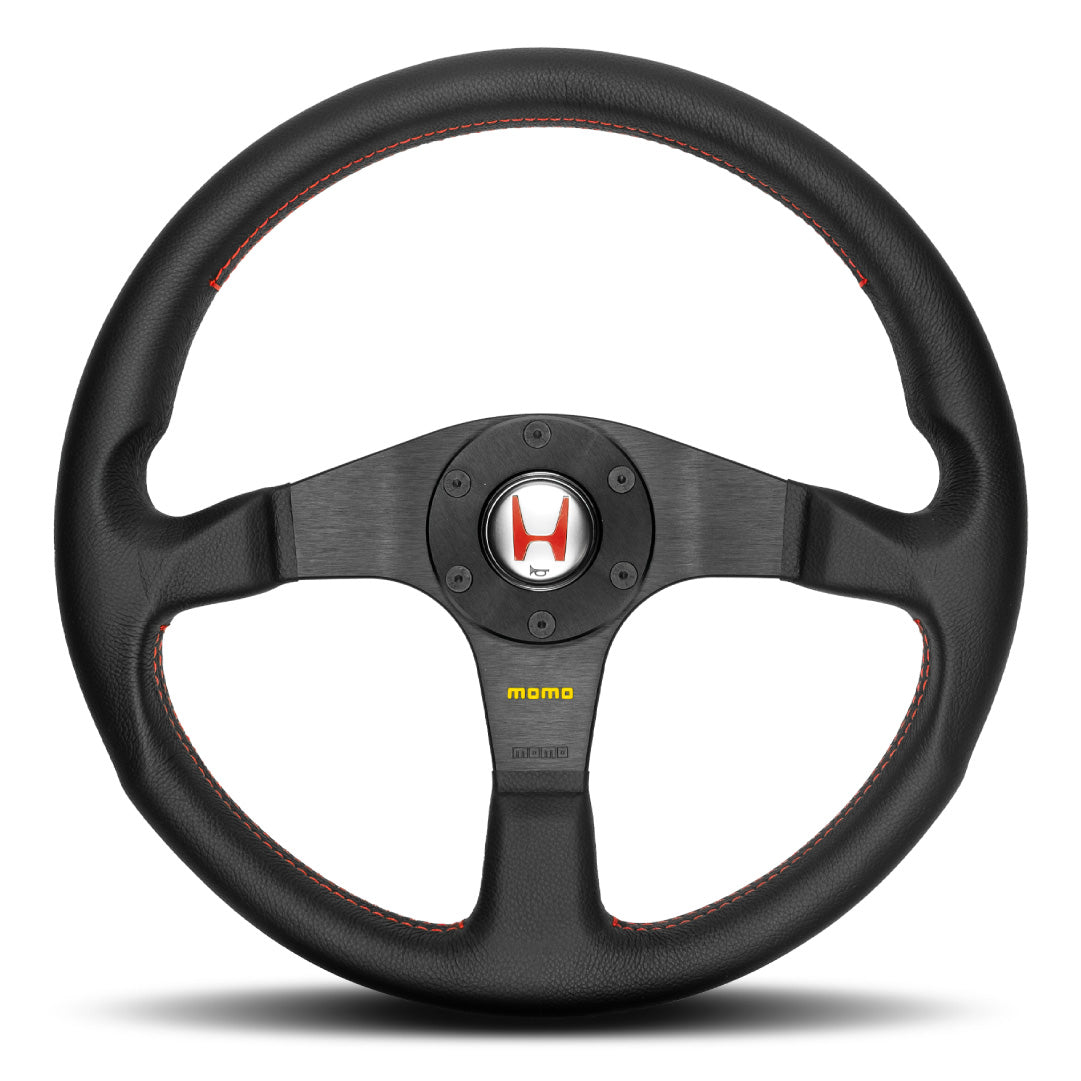 MOMO Honda NSX NSX-R Steering Wheel - Black Leather - Red Stitching -