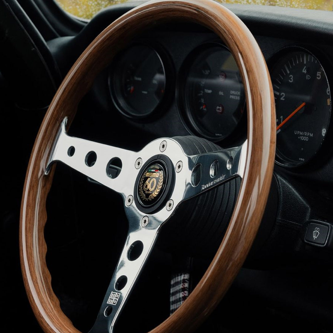 MOMO Indy Anniversario Steering Wheel - Wood Polished Spokes 350mm