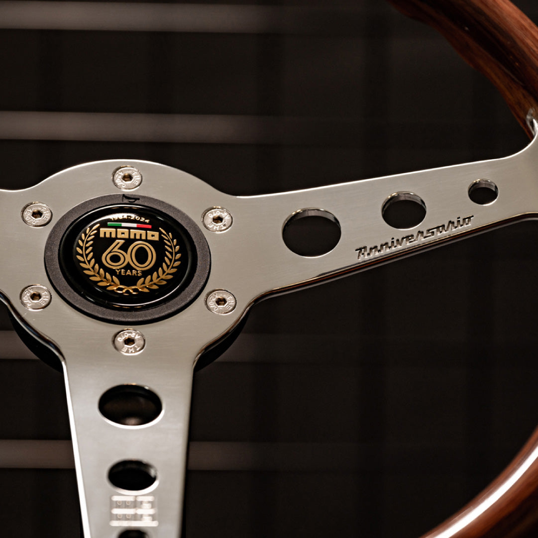 MOMO Indy Anniversario Steering Wheel - Wood Polished Spokes 350mm