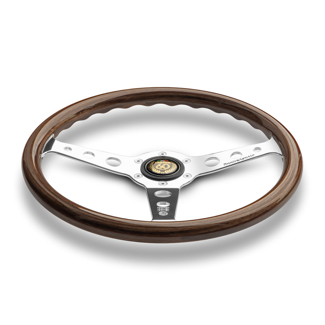 MOMO Indy Anniversario Steering Wheel - Wood Polished Spokes 350mm