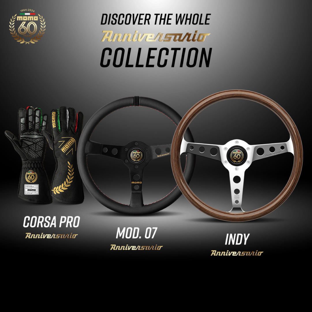 MOMO Indy Anniversario Steering Wheel - Wood Polished Spokes 350mm