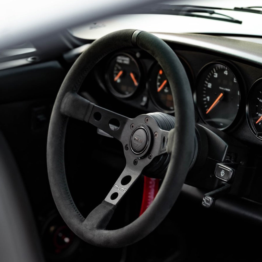 MOMO Mod. 07 Black Edition Steering Wheel - Black Alcantara Black Spok