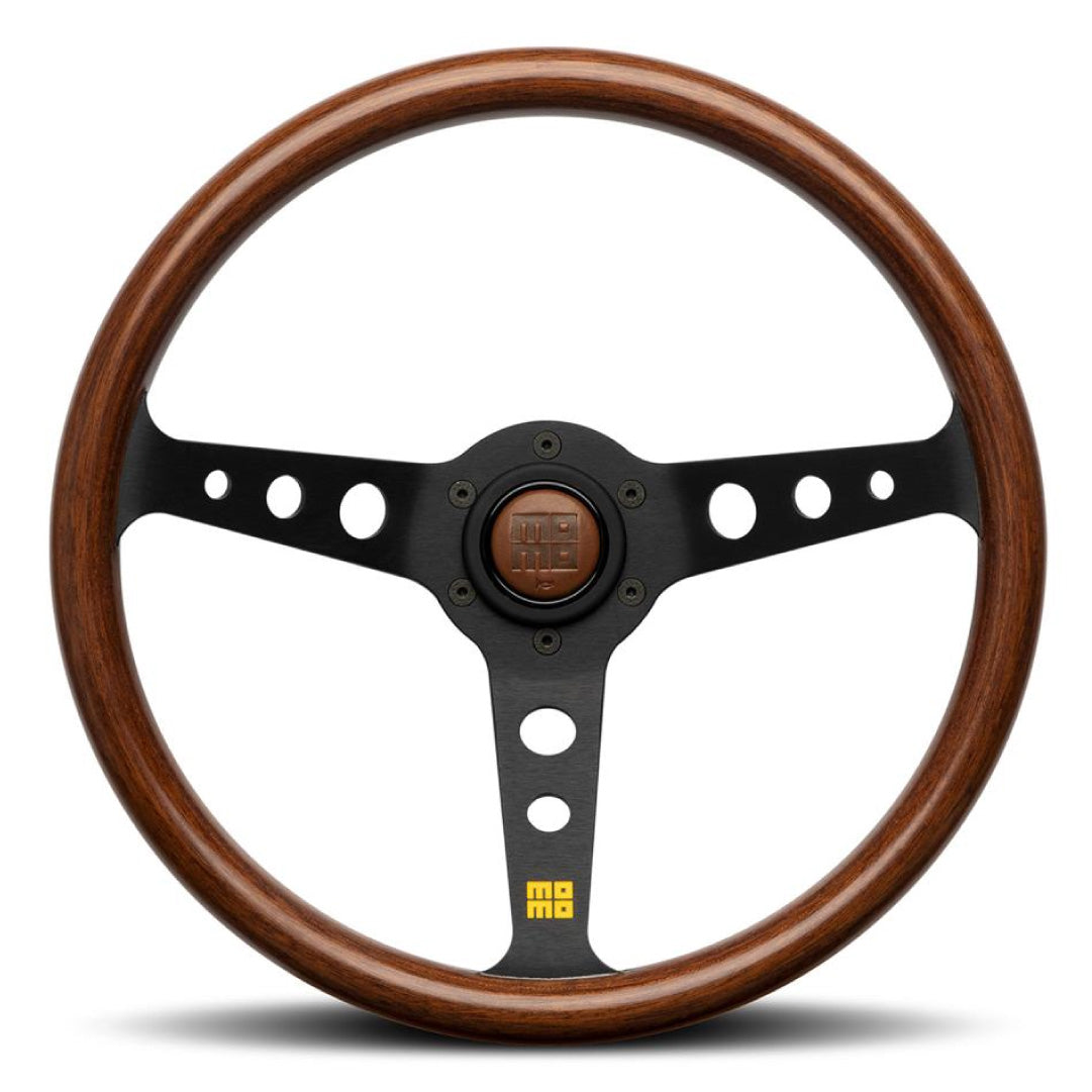 MOMO Mod. 07 Heritage Wood Steering Wheel - Mahogany Wood Black Spokes 350mm