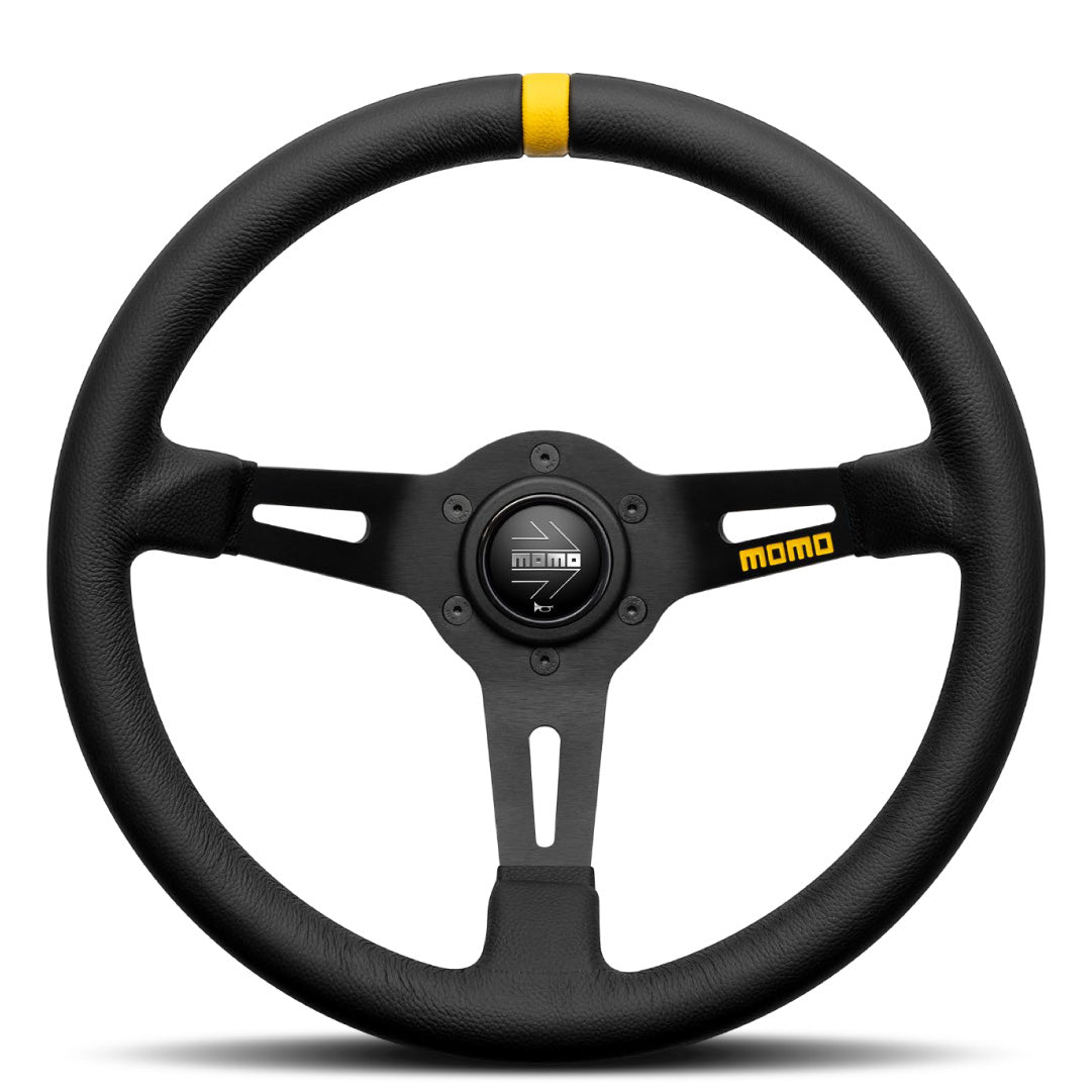 MOMO Mod. 08 Steering Wheel - Black Leather Black Spokes 330mm