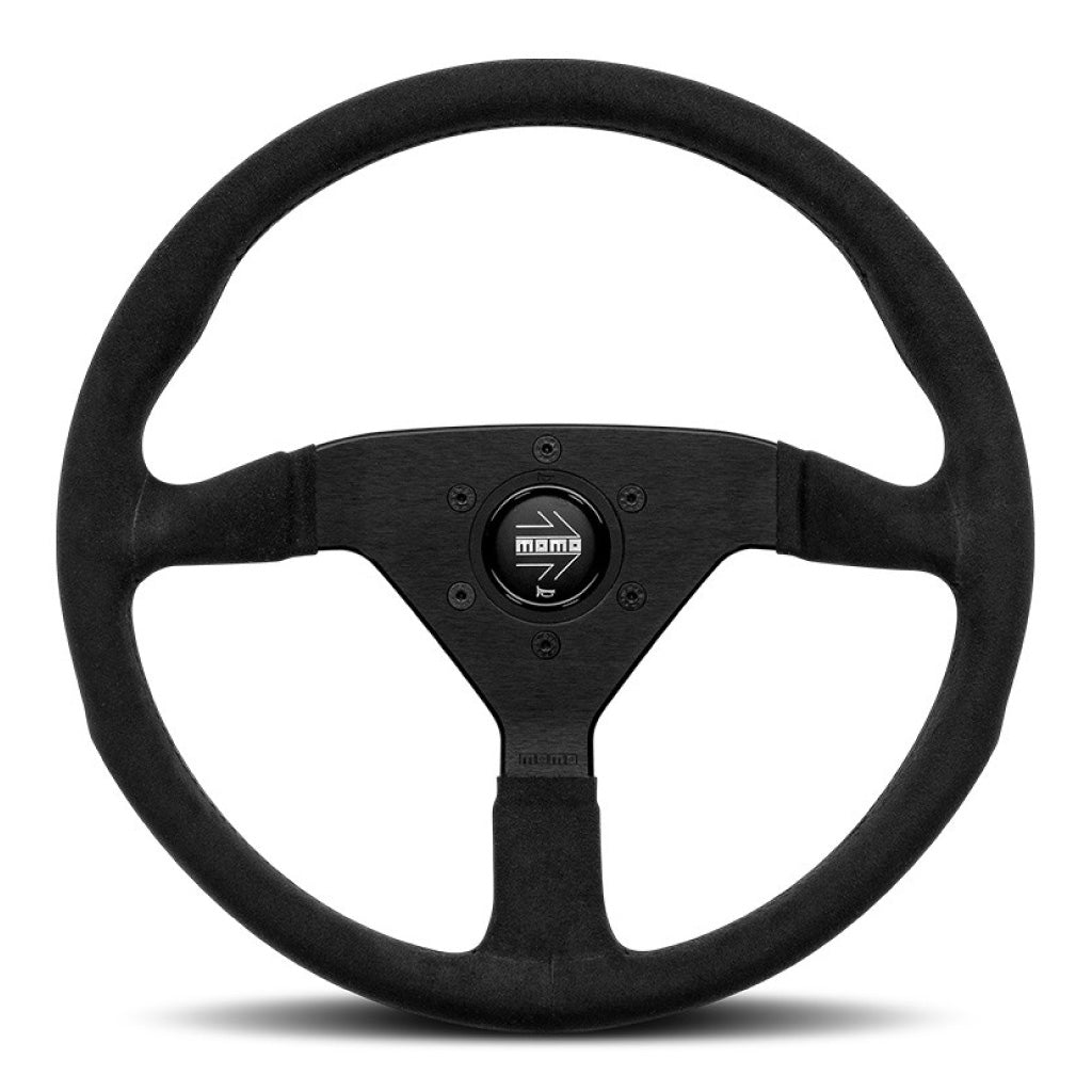 MOMO Montecarlo Steering Wheel - Black Alcantara Black Spokes 350mm