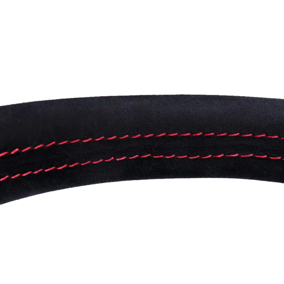 MOMO Montecarlo Steering Wheel - Black Alcantara Red Stitching Black Spokes 350mm