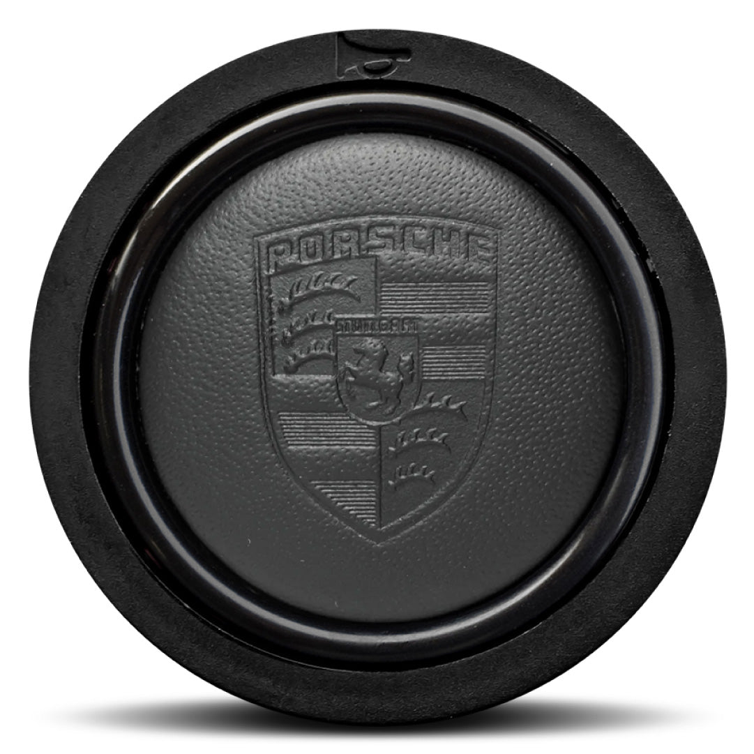 MOMO Porsche Horn Button - Leather Embossed Porsche Historic Logo - Flat Lip - Flush Mount
