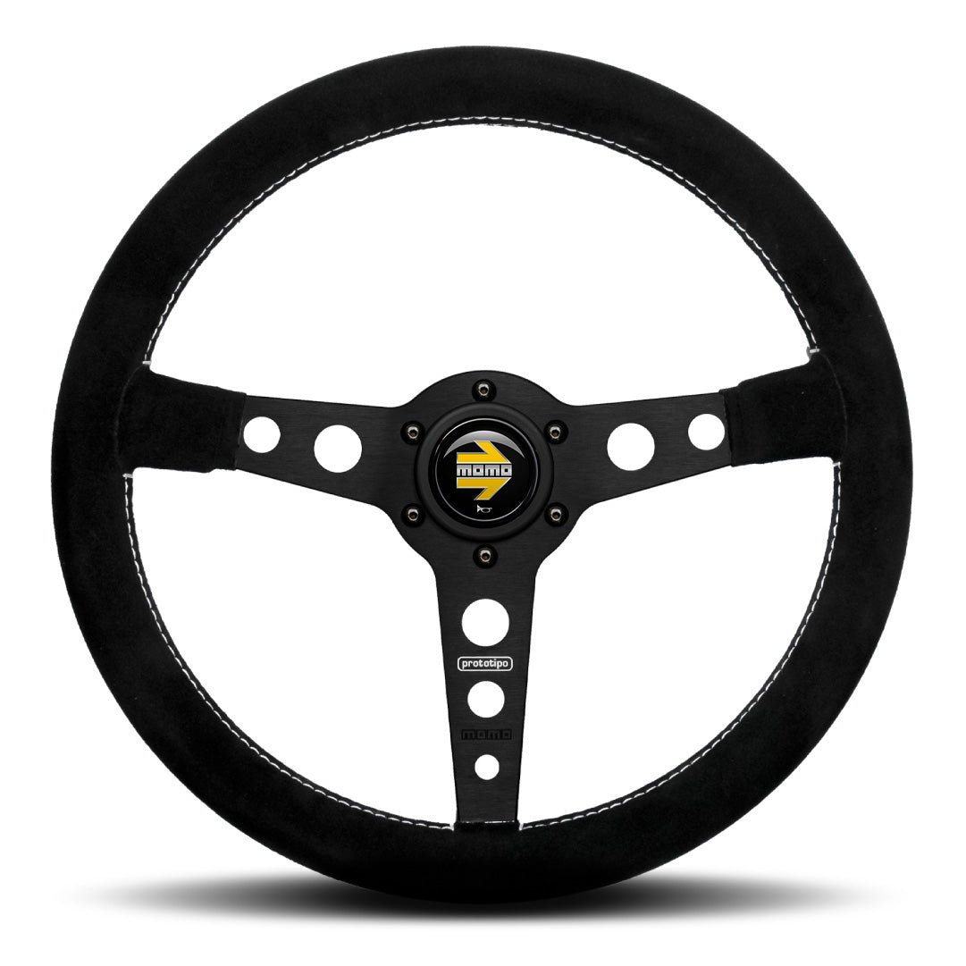 MOMO Prototipo Steering Wheel - Black Suede Black Spokes 350mm