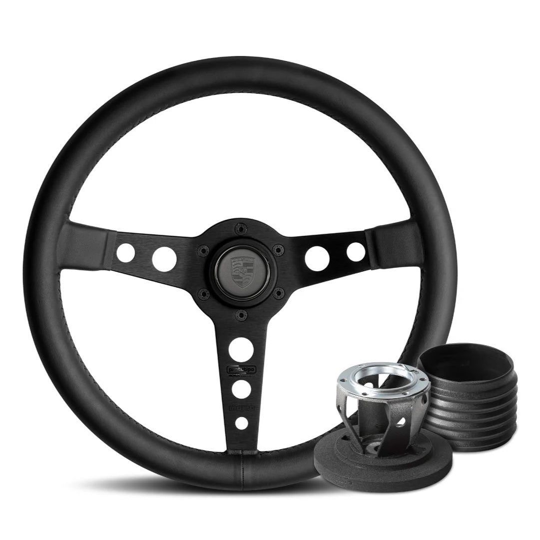 MOMO Prototipo Steering Wheel & Hub Adapter Boss Kit For Porsche Cayenne With Porsche Leather Horn Button