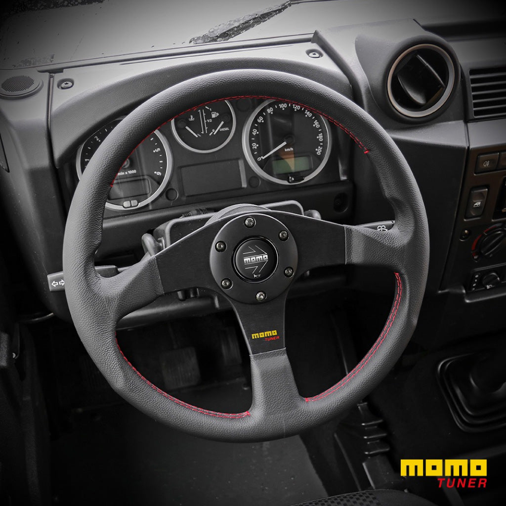 MOMO Tuner Steering Wheel - Black Leather Black Spokes 350mm
